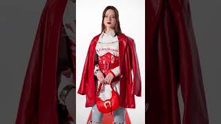 Street Angel, Style Devil: Red Leather & Denim Power Look 🔥👼 #shorts