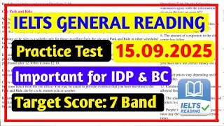 IELTS General Training Reading Practice Test 2025 With Answers | 15.09.2025 | General Reading Test