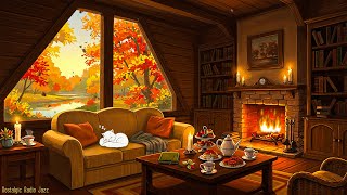cozy cottage ambience 1940s 🍁 vintage fall oldies music playing in another room for relax & sleep