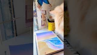Painting a Colorful Beach Scenery with Acrylics 🌊🎨 #shorts #acrylicpainting #beachart #DIY