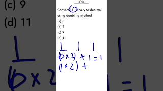 Convert 111 binary to decimal number by doubling method part 2 #easytrick #easylearn #tricks #binary