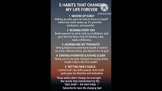 5 Habits That change your life..#HabitsThatChangeLives  #SelfImprovement  #DailyHabits  #Motivation