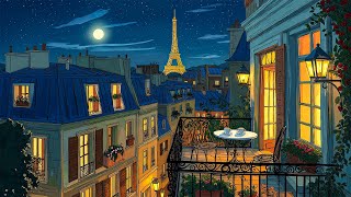 calm night in a 1920s balcony | oldies playing in another room (autumn crickets in Paris)