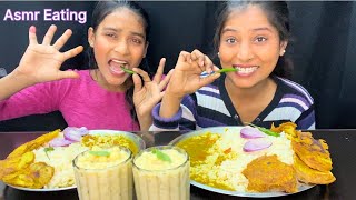 Eating dal chawal 🔥| aalu pakoda | boondi Raita | Eating show #eatingsounds #dalchawal #eatingshow