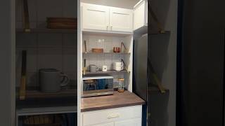 Coffee nook reveal! Repurposing materials to create a unique kitchen space ✨ #floatingshelves