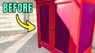 Vintage Furniture Restoration | Stripping 4 Layers of Paint Off a Wooden Cabinet | ASMR no talking