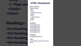 HTML Cheatsheet! Full Main Tags In HTML