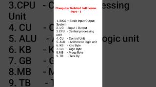 computer related full forms  #laptop #shorts #kvcomputertech #KV Computer TECH #BASICS