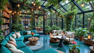 Tranquil Forest Jazz Café | Morning Tranquil Autumn Jazz with Nature Therapy for Positive Mood