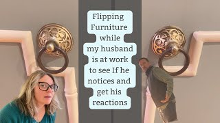 Flipping furniture while my husband Is at work to get his reaction | Furniture flipping videos