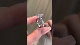 Engagement Ring With Channel Set Round Diamonds In 18K Gold#weddingjewelry #labdiamond #bride #rings