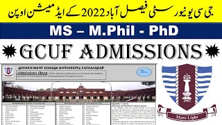 Gcuf MS-MPhil Admissions 2022 | Online apply to GCUF 2022 | #gcuf #gc #postgraduate #admission