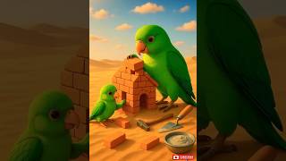 The parrot and its baby build a home in the desert, but monkey comes and destroys it 😭 #ai #parrot