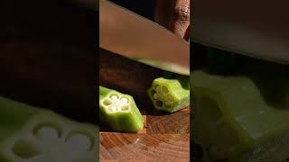 Most Satisfying Bhindi Cutting Ever! 🔪💚 | #Shorts #ASMR #asmrvideo #cuttingsounds #indiashorts
