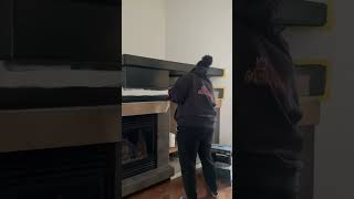 Painting my fireplace  black! #painting #diy