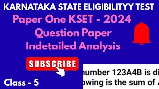 Class - 5 KSET 2024 question paper numerical solutions Aptitude Reasoning based Solutions 