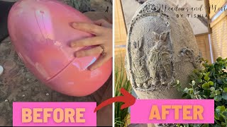 Transforming a Dollar Tree Plastic Egg into a Beautiful Springtime Concrete-Look Centerpiece