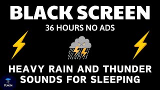 🔴 Heavy Rain and Thunder Sounds for Sleeping - Black Screen | Thunderstorm Rain for Deep Sleep, Live
