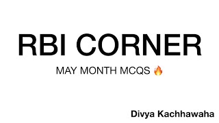 RBI CORNER IMPORTANT MCQS OF MAY MONTH 2024 || NOTES || #bankexam #rbicirculars #rbinewguidelines