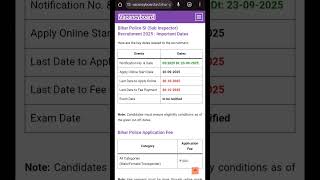 Bihar Police SI Recruitment 2025 | Apply Online | Vacancy, Eligibility, Exam Pattern | Vacancy Board