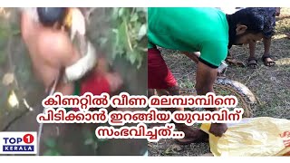 കിണറ്റിൽ വീണ മലമ്പാമ്പിനെ പിടിക്കാൻ ഇറങ്ങിയ യുവാവിന് സംഭവിച്ചത്