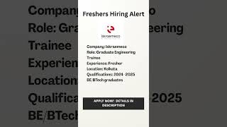 Fresher Hiring! #fresherjobs #jobs2025 #freshers #techjobs #chennai #internship #itjobsearch