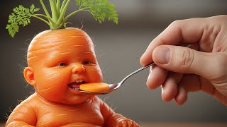 Food Babies Eating Themselves 🥕🥦 | Oddly Satisfying ASMR  