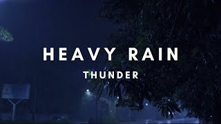 Heavy Rain & Thunderstorm Sounds | Black Screen Ambience for Work, Study, and Relaxation