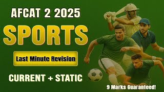 AFCAT 2 2025 Sports GK Last-Minute Revision | 9 Marks Secured! 🔥 Static GK for Exam