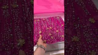 Stunning Hot Pink Embellished Net Fabric | Bridal & Partywear Dress Material ✨🌸