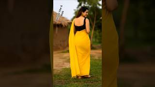 Desi Beauty Look Back Moment #shorts #DesiBeauty #IndianVillageVibes #YellowSaree