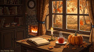 it's 1950s vintage autumn with soft oldies music playing in another room for unwind, sleep, study