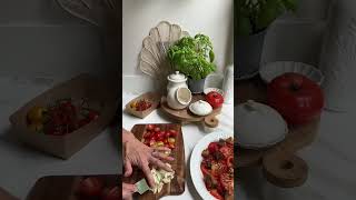 What I had for lunch, as a French mum in London - Warm Tomato salad with pine nuts and burrata.