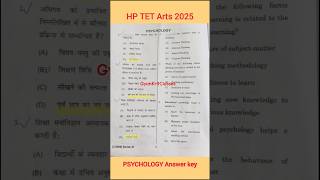 HP TET Arts Psychology Answer key 2025 #hptet
