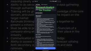 Research Analyst for Fresher #analysts #fresherjobs #datajobs