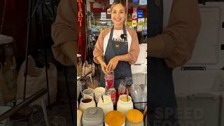 Famous coffee vendor making Red syrups with soda - Ploysai_coffee Bangkok