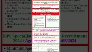 IBPS SPECIALIST OFFICER FROM FILL-UP 2024 IBPS SPECIALIST OFFICER NEW NOTIFICATION OUT 2024 #ibps