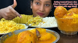 EATING BASMATI JERRA RICE,FRIED RICE,PAHADI AALU DAM,EGG CURRY,EGG BHURJI | EATING SHOW #asmr