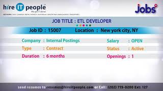 ETL Developer | New York City, NY