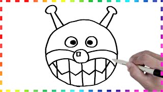 ばいきんまんの簡単な描き方　|　アンパンマンお絵かき講座