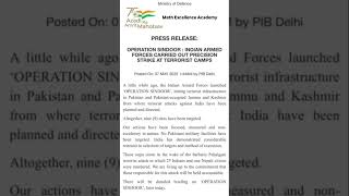 Today news Operation Sindur #news #mathexcellenceacademy #ytshorts