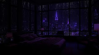 Heavy City Rain for Quiet Relaxation (No Light) 🌧️💤 Midnight Rain