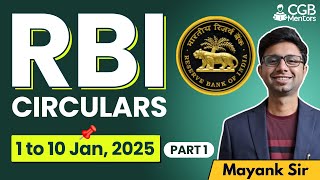 RBI Circulars 1st - 10th January 2025 | Major Highlights & Updates!
