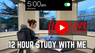 12-Hour LIVE Study With Me 🎓 | Cozy UK Ambience | Custom Pomodoro Timer | Deep Work Mode