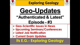 Geo Updates| Job vacancy |ONGC Internship| IGC-2020 new dates| UPSC GSI-2019 Score card| GATE-2020