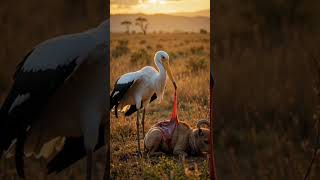 Stork Helping The Wild Goat 🐐 #rescue #wildliferescue #birds #shorts