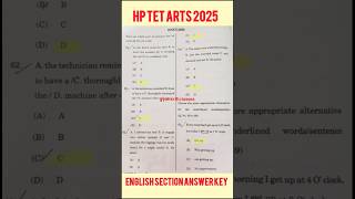 HP TET Arts 2025 English Answer key #gyankritclasses #hptet2025 #hptet