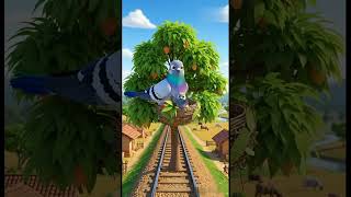 The big pigeon and his child together plant a mango tree on the railway track😭 #ai #pigeon #train