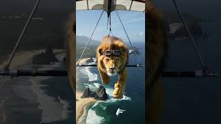 Lion’s Sky Adventure: Soaring with Freedom #Lion #HangGlider #WildlifeAdventure #CinematicAnimals