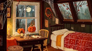Vintage 1940s Halloween Ambience in an Attic 🎃 Distant Oldies Music Playing in Another Room